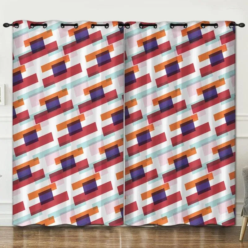 Curtain Colorful Geometry Room Decoration Background Cloth Pink Curtains Luxury 8