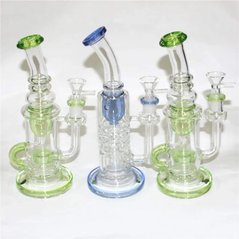 Recycler Heady Glass Bong Straight Tube Hookahs Torus Oil Dab Rigs With Showerhead Perc 14mm Female Joint Bowl