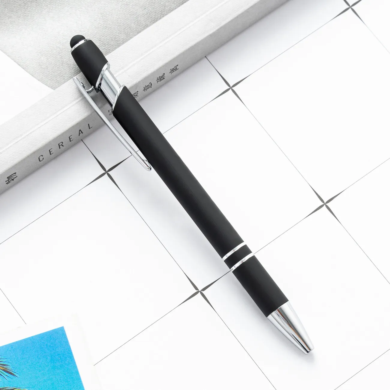 Stylet tactile capacitif 2 en 1 avec stylos à bille pour tablette de téléphone portable intelligent