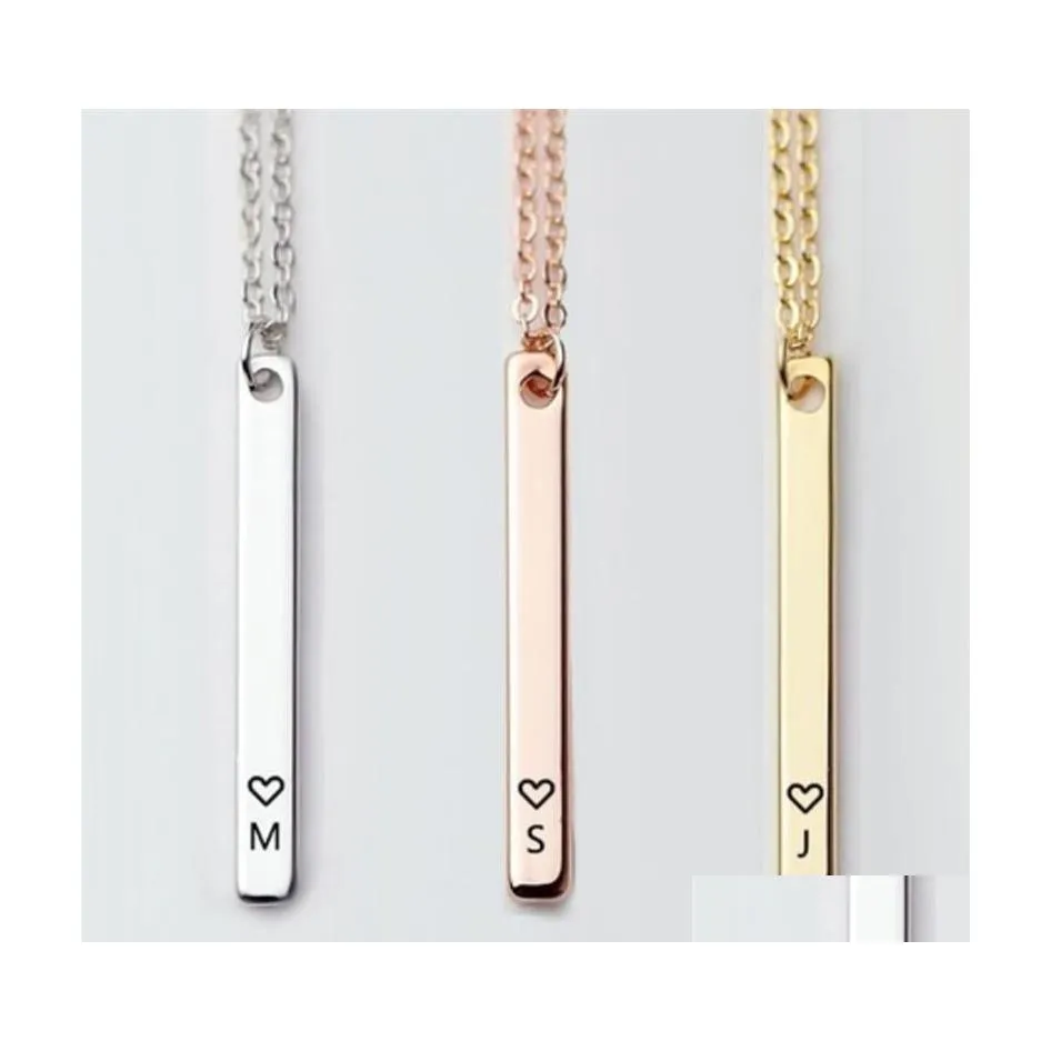 Hanger kettingen letters gegraveerde rechthoekbar ketting vrouwen mode eenvoudig personaliseren kettingaccessoires valentijnen geschenk luckyha dhrz9