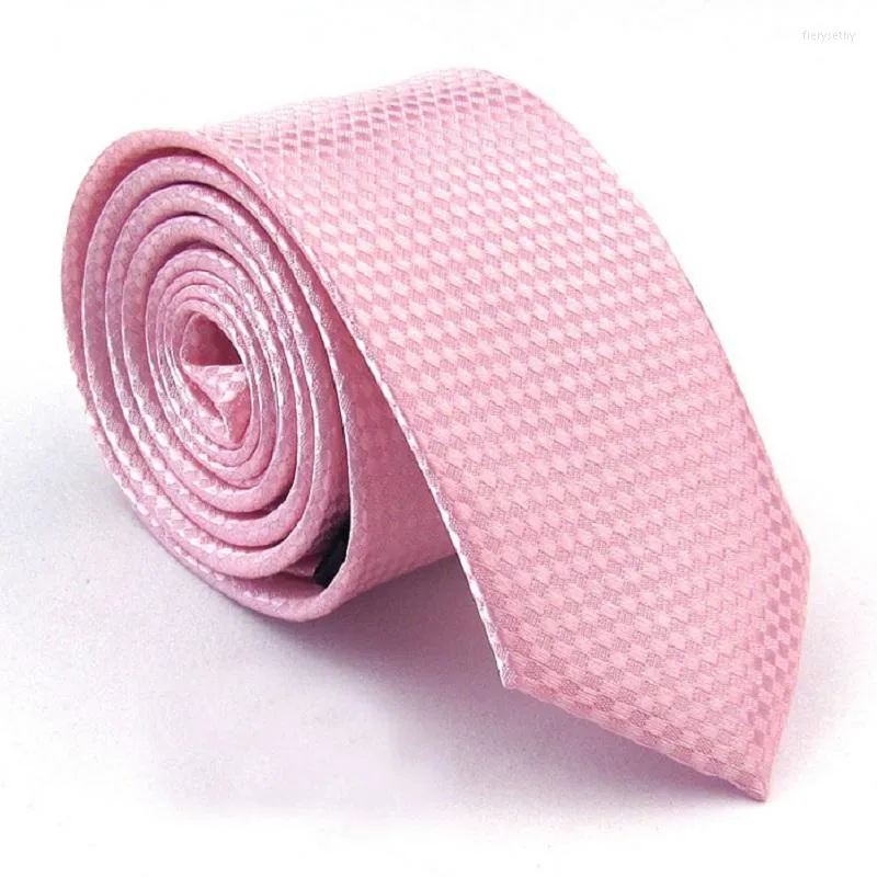 Bow Ties Fashion Slim Tie Solid Color For Men Polyester Slitte Party Gift Cravat Pink Ascot