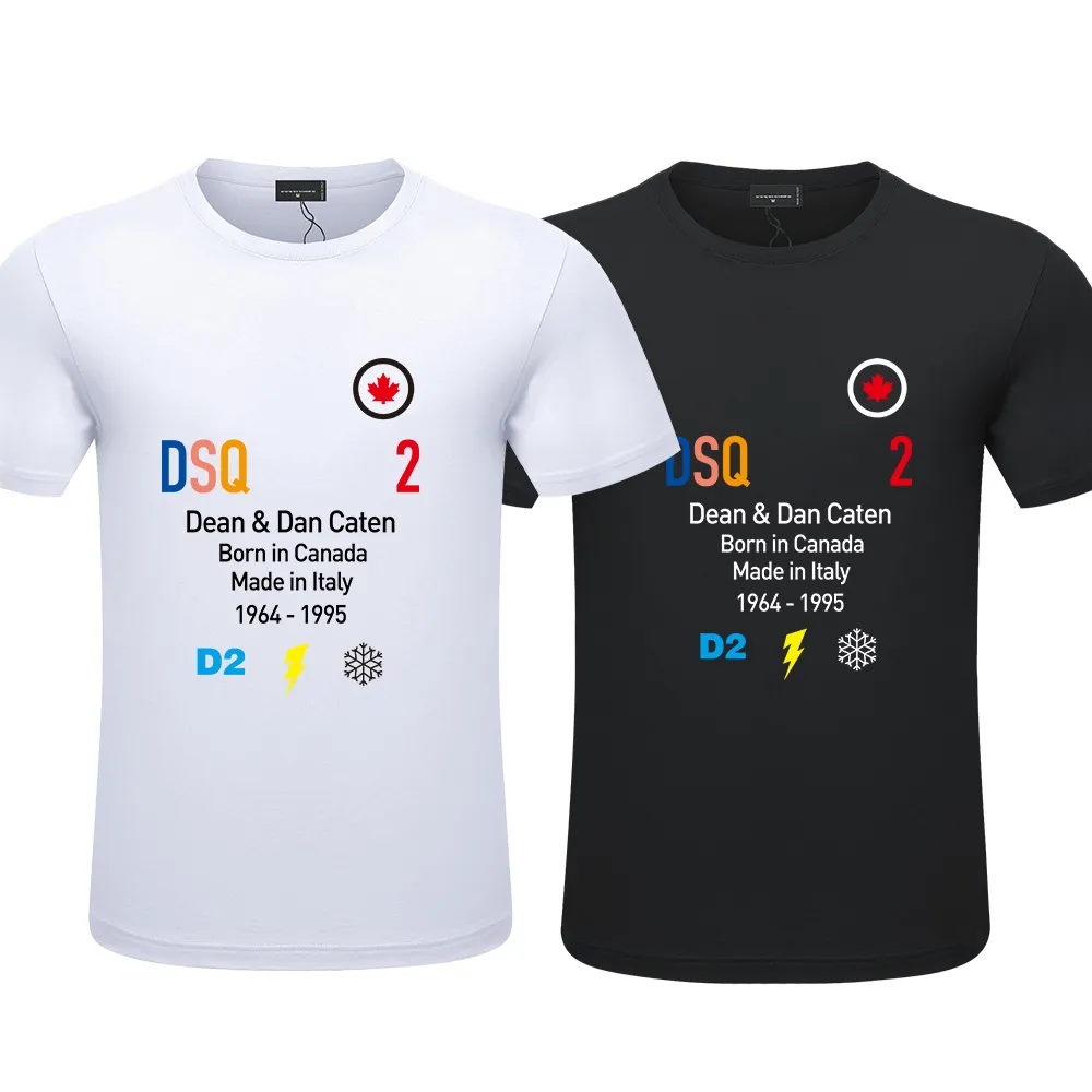 DSQ2メンズTシャツ夏のスタイルDSQレターティーD2デザイン100％コットンカジュアルOネックショートスリーブティーカラーホワイトブラックDSQ3102