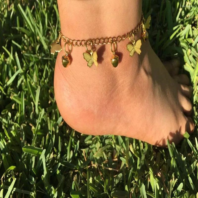 Anklets Metal mały dzwonek motyla kostek bohemijski styl 2023 mody plażowy biżuteria damska imprezowa impreza