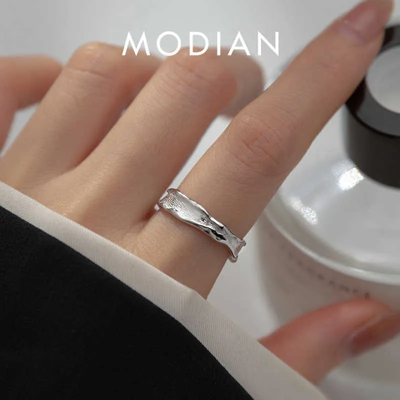 Pierścień Solitaire Modian Proste Real 925 Srebrny srebrny geometryczne otwartą rozmiar pierścienia palców moda BBSTRT FINE JEADLY FOR WOMEN Cessories Y2302