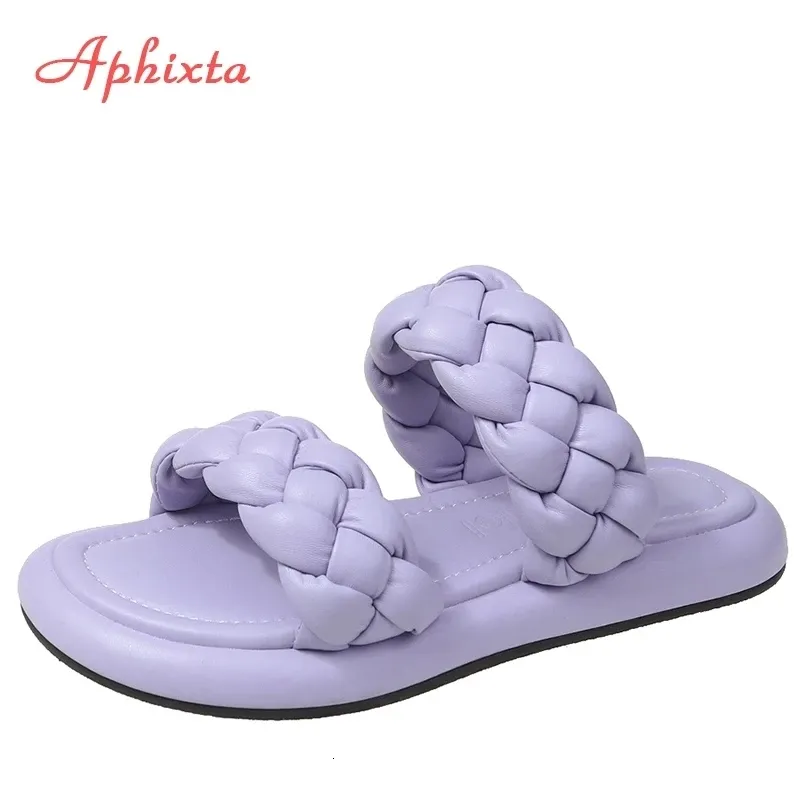 Slippers Aphixta Purple Bread Cross Flop Flops Women Platform Form met zomerse slippers Fashion Peep Toe Women Mules Slides 230203