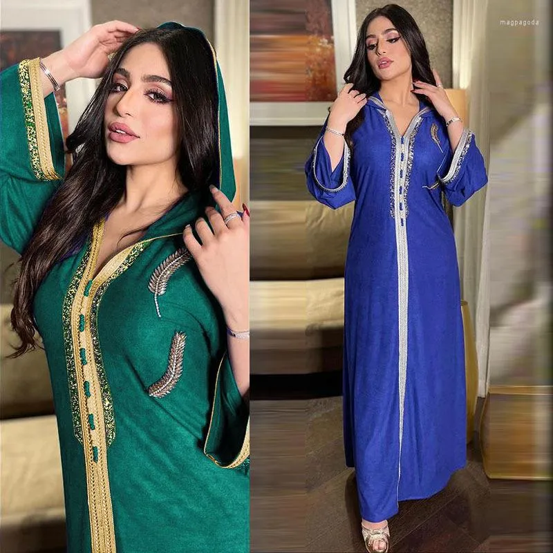 Vêtements ethniques Hijab Abaya Femmes Robe Musulmane Robe Islamique Femme Musulmane Longues Robes De Soirée À Capuche Ramadan Kaftan Dubaï Abayat 2XL