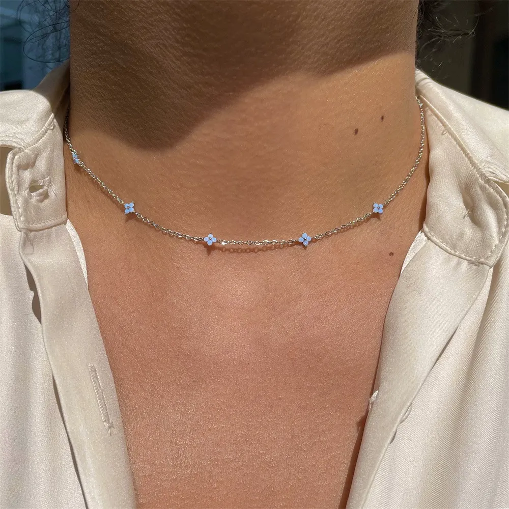 Изысканные серебряные украшения, минимальное нежное турецкое ожерелье с цирконием от сглаза, изысканное колье на ключицу, очаровательное женское ожерелье-цепочка для девочек249r