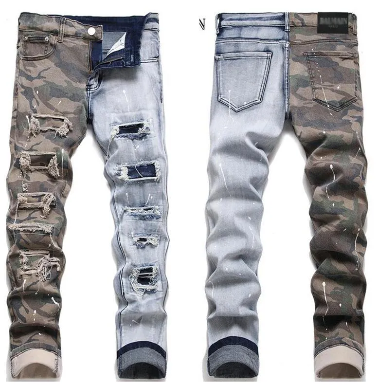 2024 Balmss Men's Jeans: European American Street Fashion Brand, Designer  Slim Denim Straight Biker Skinny Ripped Jean Pencil Pants