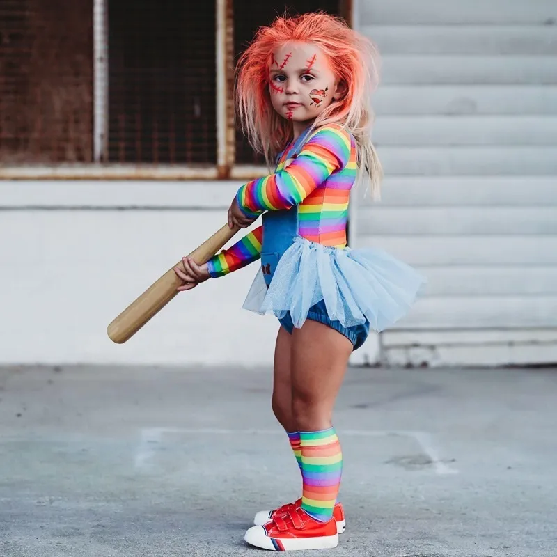 Ensembles de vêtements bébé fille garçon Halloween vêtements ensemble barboteuse chemise à manches longues 2 pièces enfant Chucky poupée mal body Costume 27Y 230203