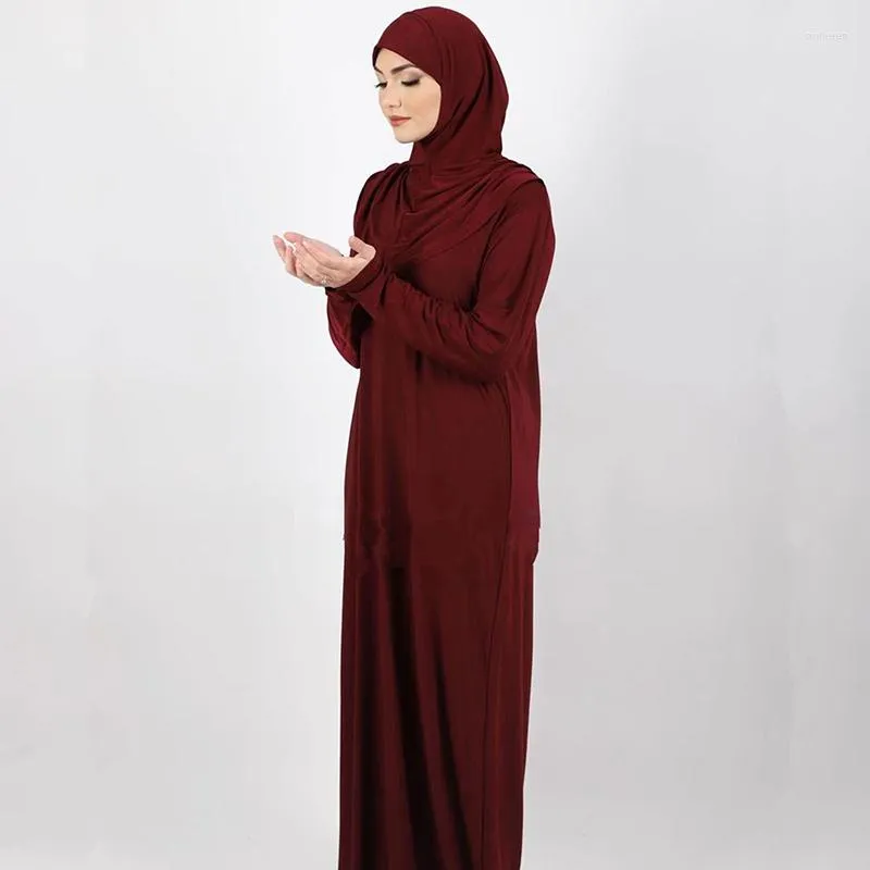 Ethnic Clothing Ramadan One Piece Prayer Abaya Hooded Dress Kaftan Muslim Women Jilbab Hijab Robe Solid Color Islam Dubai Turkey Clothes