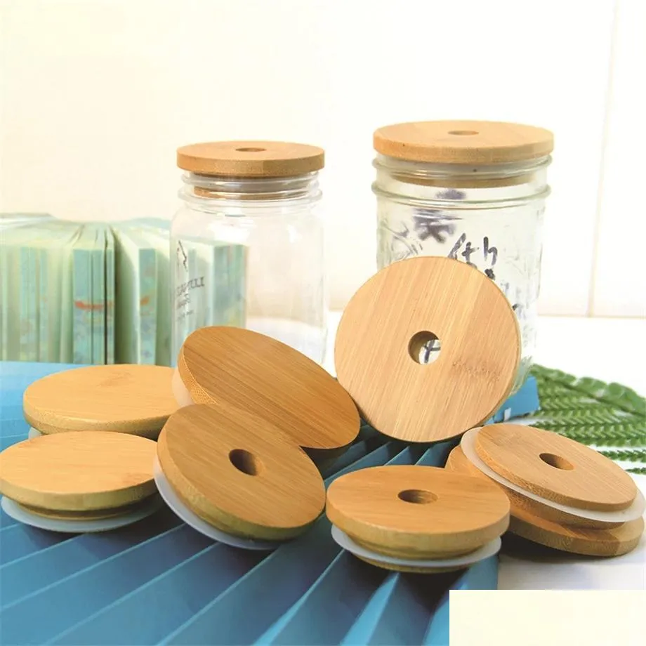 Napój Lid Lid Bamboo Jar kubka kubek kubek er Splash Spill Proof górny pierścień uszczelniająca Sile z lakierą do lakieru Dia 70 mm/86 mm Opcjonalnie Dhygx