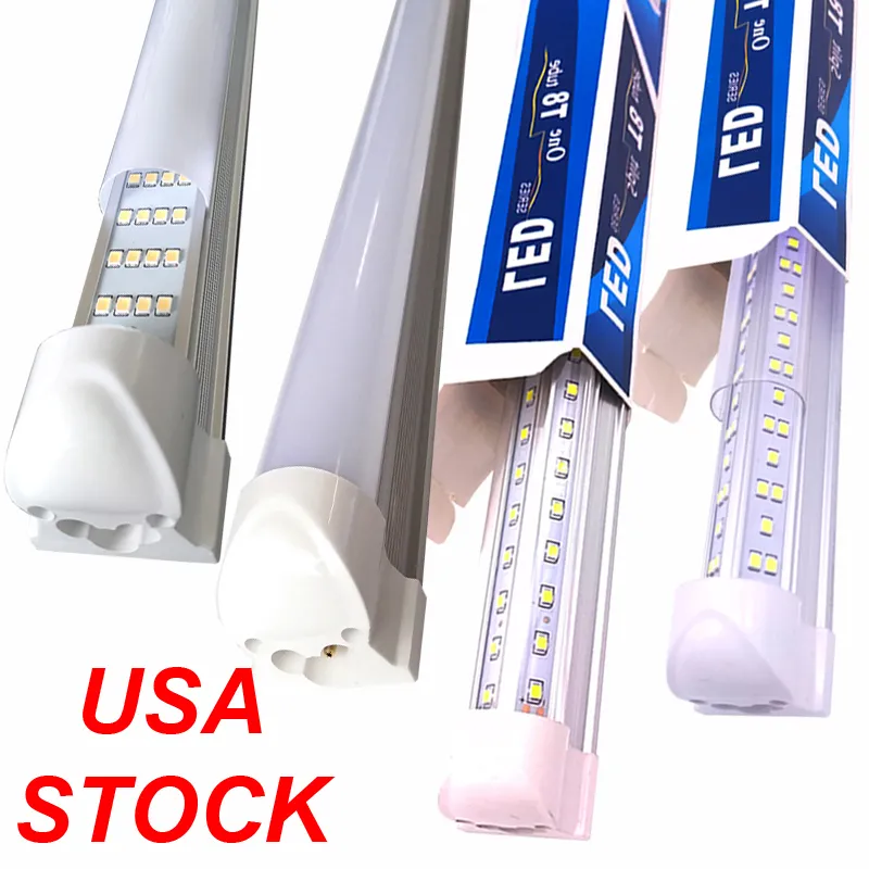 8ft LED-butik Ljus 6000K Cool White V Shape T8 LED Tube Light Fixture för underbänkskåp Arbetsbänkskåpsplugg och leka med On/Off Switch Usastar