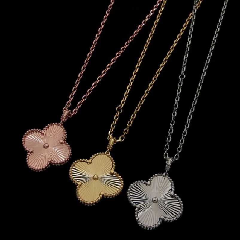 Designer Four-Leaf Clover Large Pendant Neckor Womens Fashion Gold Necklace Jewelry 100cm