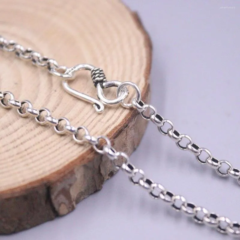 سلاسل حقيقية 925 Sterling Silver Necklace 3.5mm Rolo Link Chain 23.6inch 60cm مختومة S925 التصميم الكلاسيكي