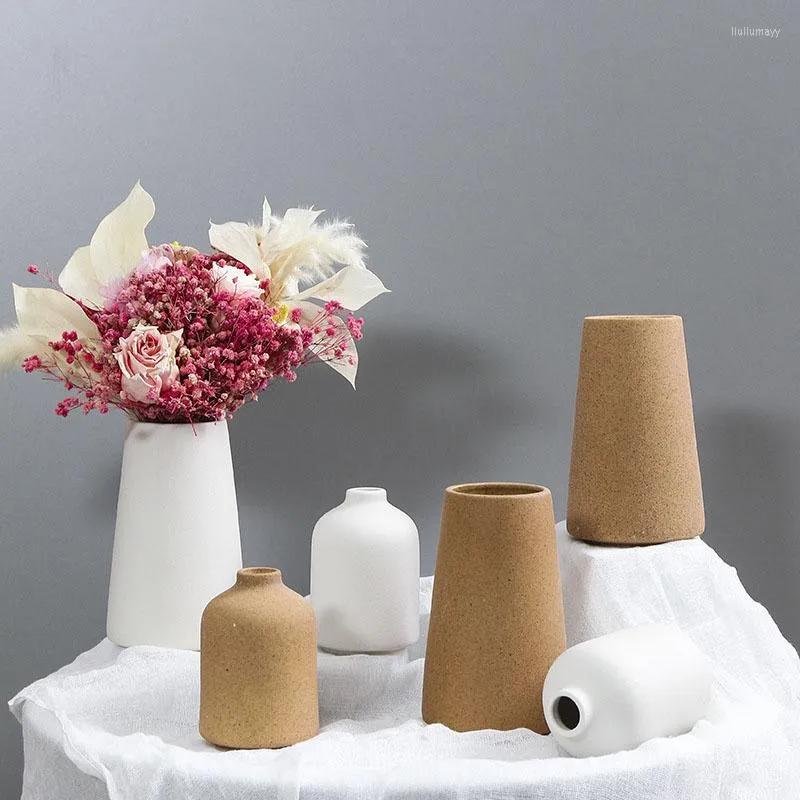 Wazony nowoczesny wystrój wazonu rustykalna domowa dekoracja ceramiczna moda prostota nastolatka dla pokoju