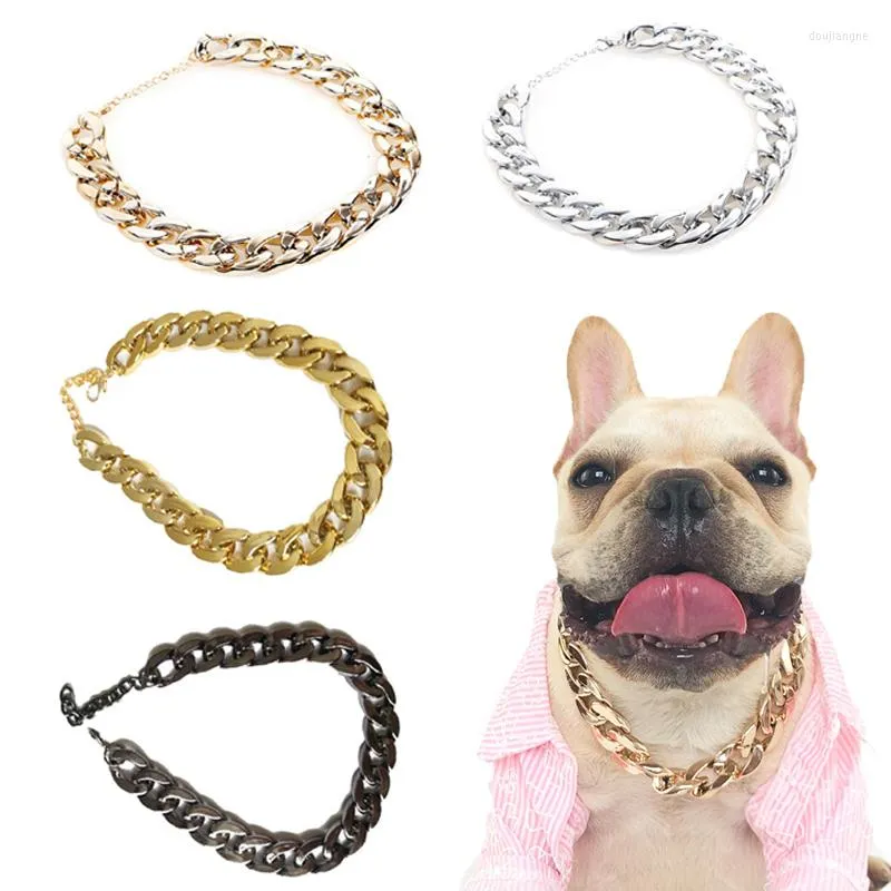 Hundhalsar Pethalsband Fighting Halsband Bully Gold Chain Dogs Collar Smycken Elektroplätering Hållbara träningskedjor Tillbehör