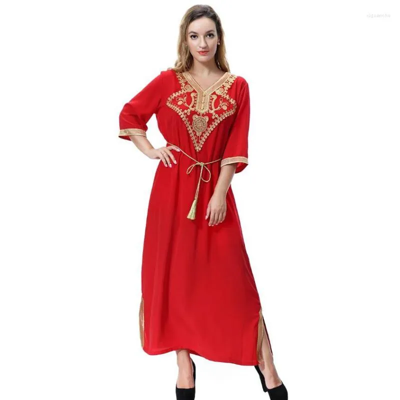 Abbigliamento etnico Modesto caftano islamico Fiesta Marocco Abito da donna musulmana Ropa Arabe Mujer Suknie Wieczorowe Caftano Marocain De Soir E