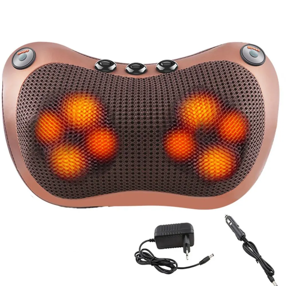 Massaging Neck Pillowws Massage pillow for back neck and shoulders with heating Electric roller massager 230203