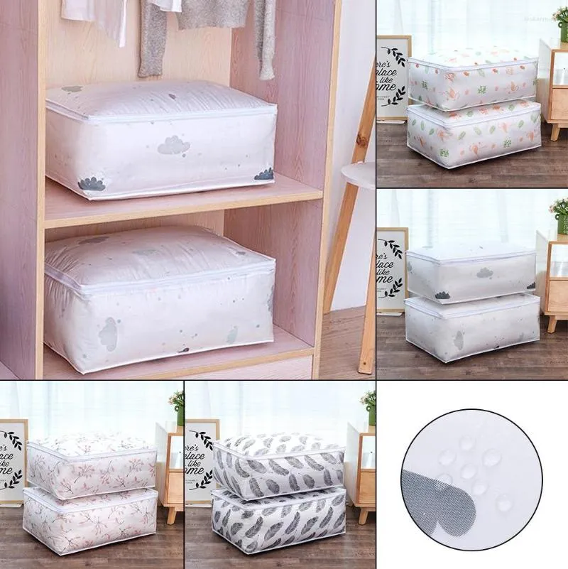 Storage Boxes Bag For Clothes Foldable Box Portable Non-woven Pillow Quilt Blanket Organizer Closet