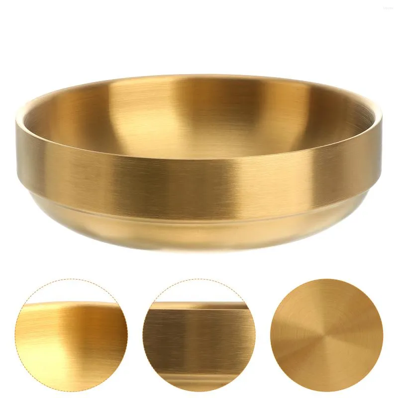 Bowls Bowl Metal Double Insulated Snack Steel Stainless Soup Wall Noodle Walled Gold Rice Cereal Large Asian Instant Noodles