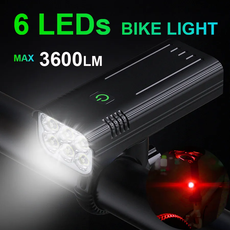 Bike Lights BOLER 3600 Lumens USB Chargeable Aluminum MTB Bicycle Set 5200mAh With Power Bank Headlight Accessories 230204