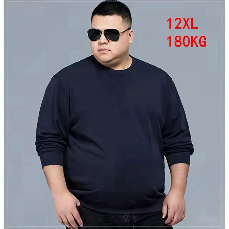 T-shirt da uomo T-shirt grande da uomo 12xl 180kg plus size 7XL 8xl 9xl 10xl 11xl inverno manica lunga girocollo sciolto Felpa nero blu big top 230204