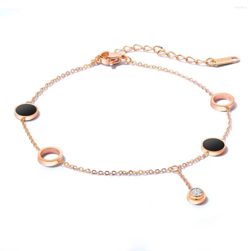 Chevilles jhsl marques femmes avec charme rose couleur rose en acier inoxydable fashion bijoux bracelets de cheville cadeau