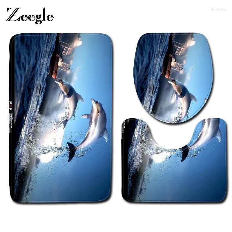 الحصير الحمام Zeegle Dolphin Pattern Mat Bathroom Parkton Non Glip Floor Water Cover Cover Cover Cover Cover Cover Decoration Home