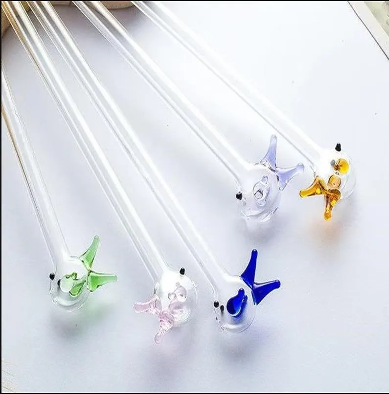 Hookah Smoking Pipe Colorful Metal Lengthened colored fish style glass straw