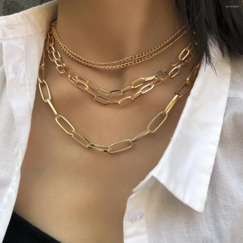 Choker Youvanic Gold Color Multilayer Punk Link Chain Thick Necklace Hip Hop Couple Fashion Jewelry For Women Men Collares 2600