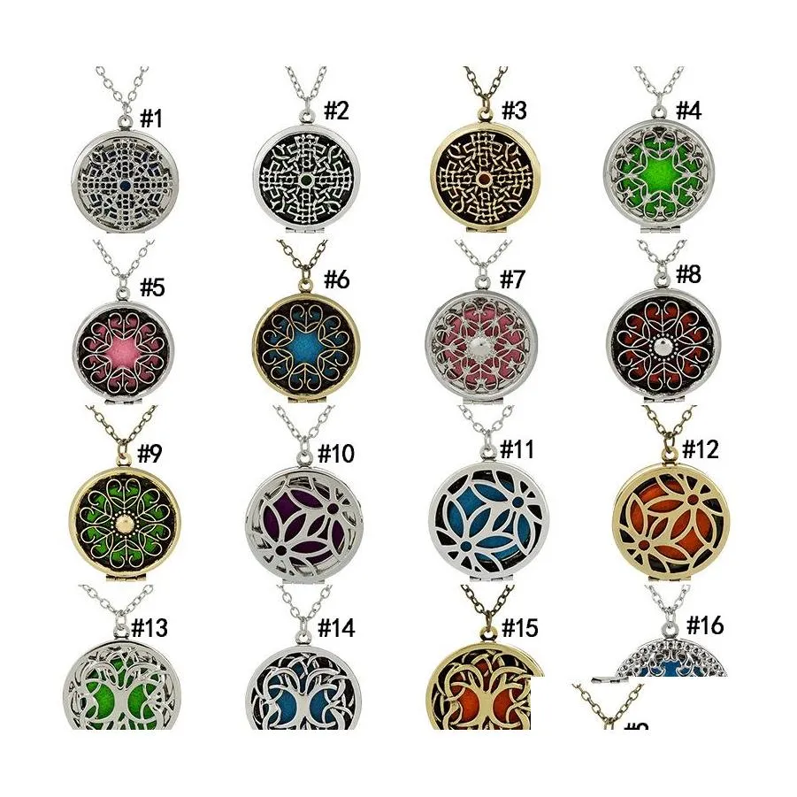 Pendant Necklaces 18 Styles Essential Oil Diffuser Opening Hollow Floating Aromatherapy Locket Link Chain For Women Fashion Jewelry Otyhd