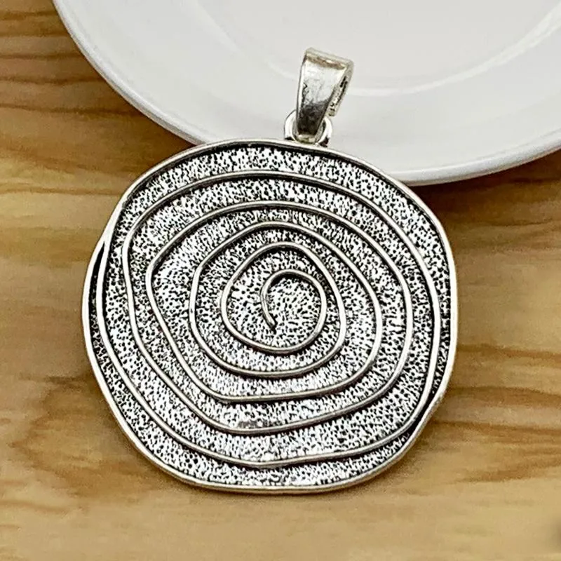 Pendant Necklaces Pieces Large Vortex Swirl Spiral Irregular Round Silver Color Charms Pendants For Necklace Jewelry Making Accessories 73x5