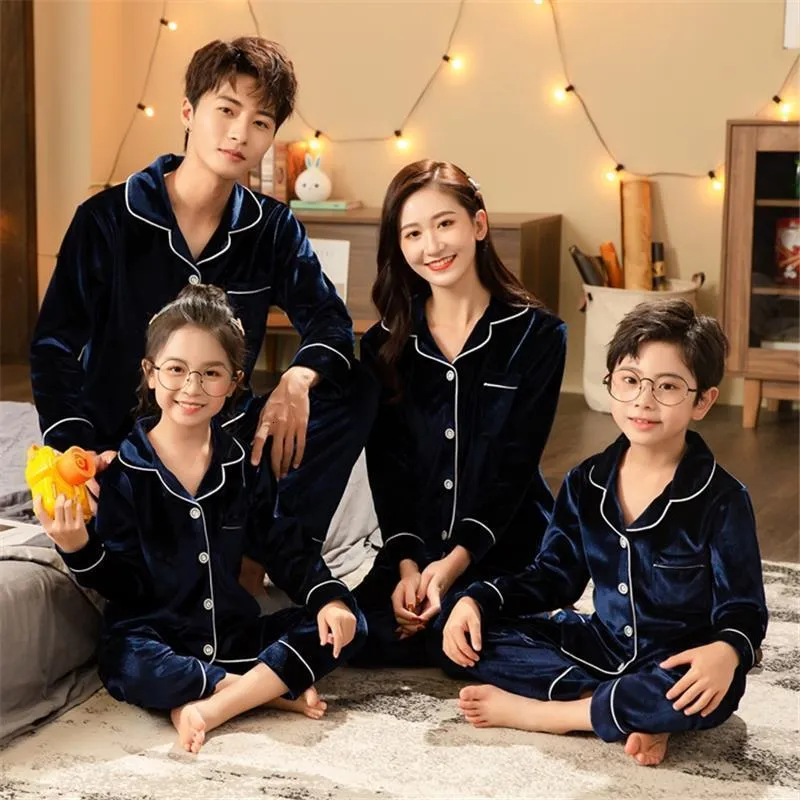 Winter Christmas Family Matching Pajama Set Warm Velvet Mens