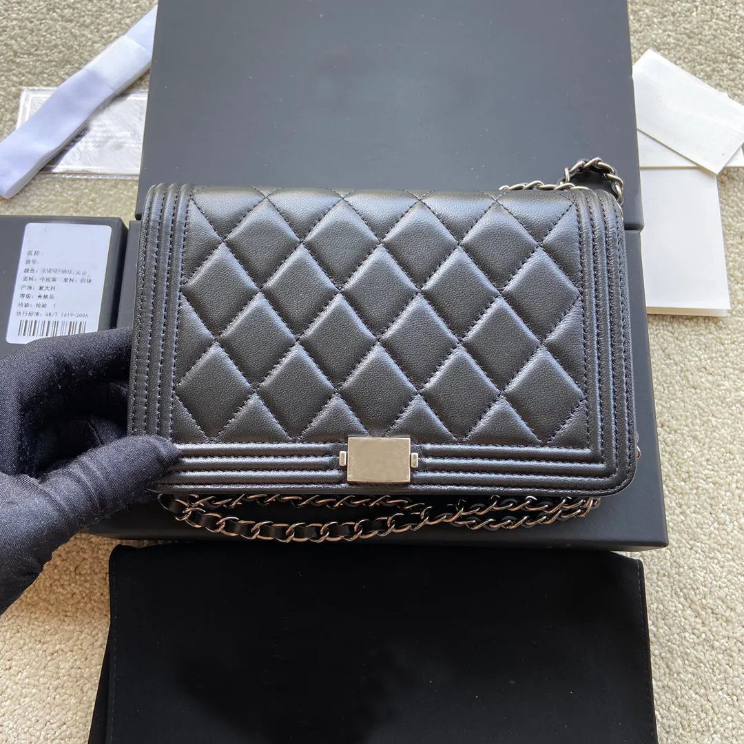 7A 디자이너 가방 검은 양나 골드 및 실버 하드웨어 플랩 지갑 클래식 미니 여성 동전 지갑