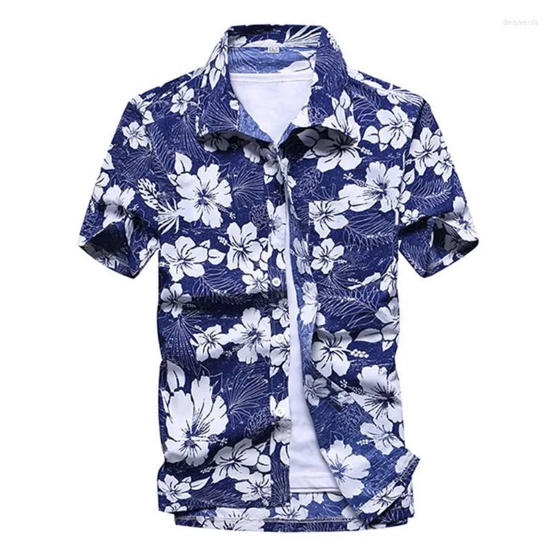 Camicie casual da uomo Summer Mens manica corta hawaiana con bottoni Coconut Tree Print Beach Aloha Shirt Fashion Tops oversizeMen's Dway22