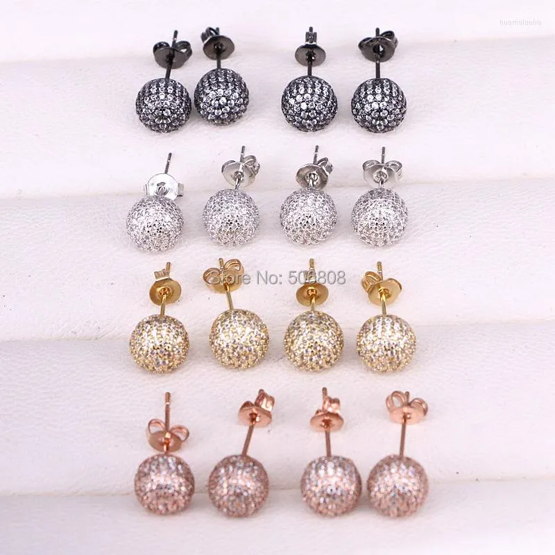 Studörhängen 6pairs ZYZ-9725 Rund boll för kvinnor Rensa CZ Crystal Gold/Rose Gold/Black/Silver Color Female Fashion