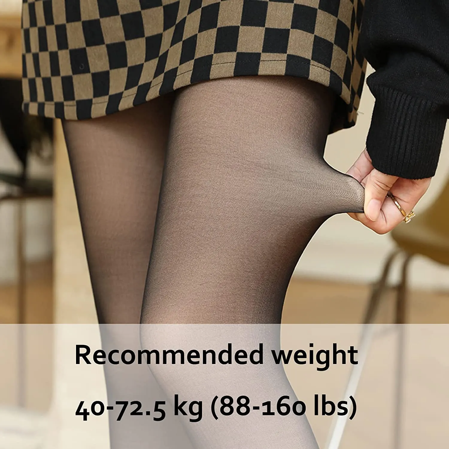 Fleece Lined Tights Women Fake Transparent Thermal Pantyhose