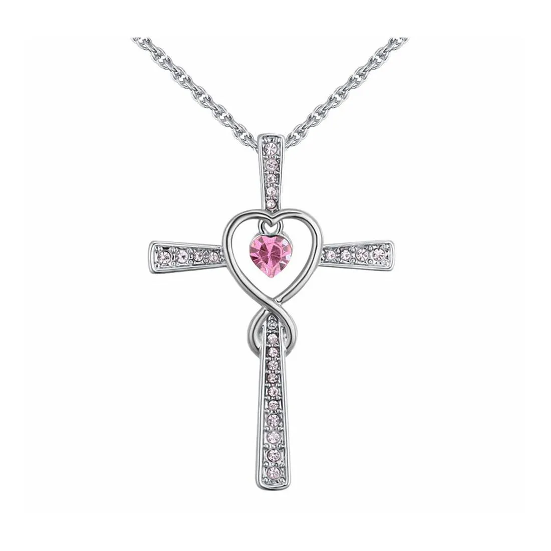 Pendant Necklaces Fashion Exquisite Crystal Heart Shaped Zirconium Cross Necklace Love Diamond Simple Party Gift Yydhhome Drop Deliv Dhglx