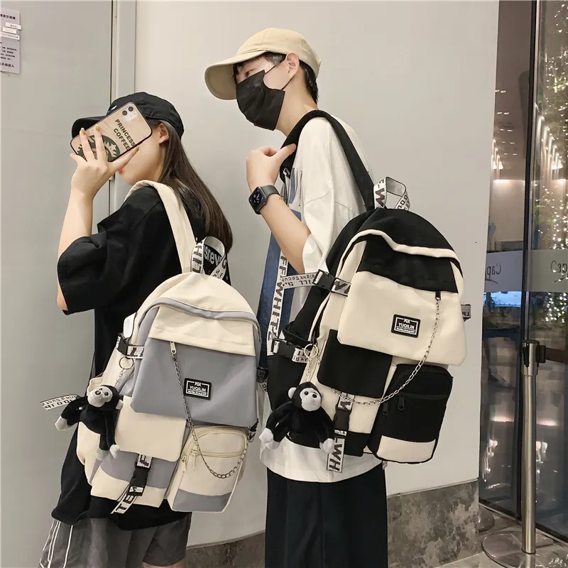 حقيبة الظهر الكورية للكوريات المدرسية ، حقائب الظهر الطالبة ذات السعة الكبيرة للأزياء.
