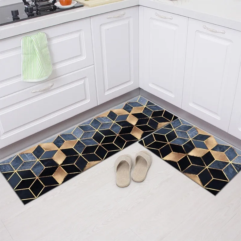 Carpet Geometry Waterproof Oilproof Kitchen Mat Antislip Bath Mat Soft Bedroom Floor Mat Living Room Carpet Doormat Kitchen Rug 230204