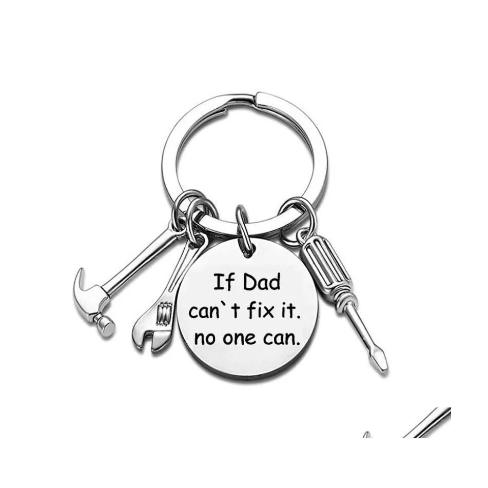 Nyckelringar Fashion Dad Letters Creative Hammer Screwdriver Wrench Keyring Handbag Decor Tassel H￤ngande h￤nge f￤der Dagg￥vor sl￤pper OT2ZD