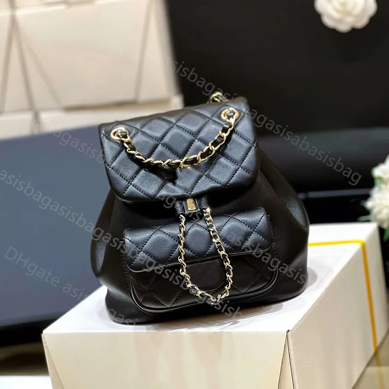 10A Black Women Backpack Purse acolchoado CC Duma mini backpack bolsa verde Cazeiro de couro de couro moeda de bolsas de bolsas Duffle saco 11744