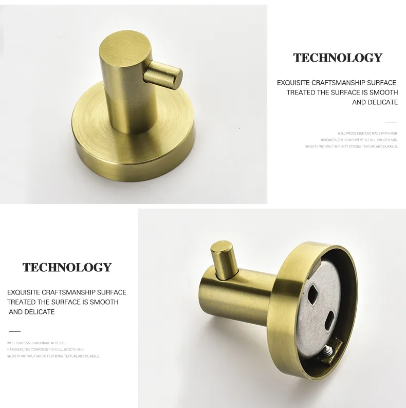Brushed Gold Gold Bathroom Accessories  With Toilet Brush Holder,  Paper Roll Holder And Towel Rack, Wall Mounted Robe Hook, And Soap Dish  230203 From Nian09, $10.08