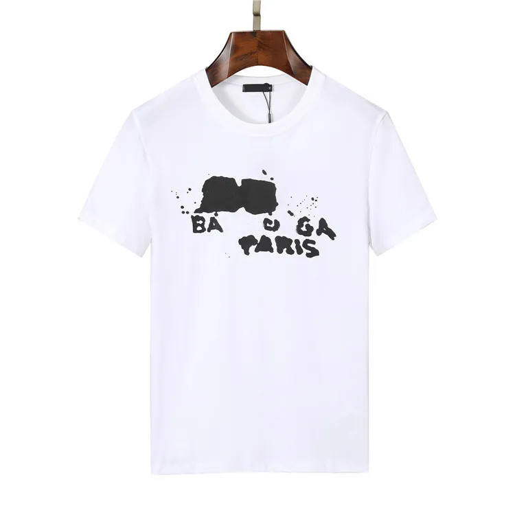 Wiosenne i letnie męskie koszulki z ręcznie malowanym nadrukiem sweter z okrągłym dekoltem luźna para T-shirt z krótkim rękawem