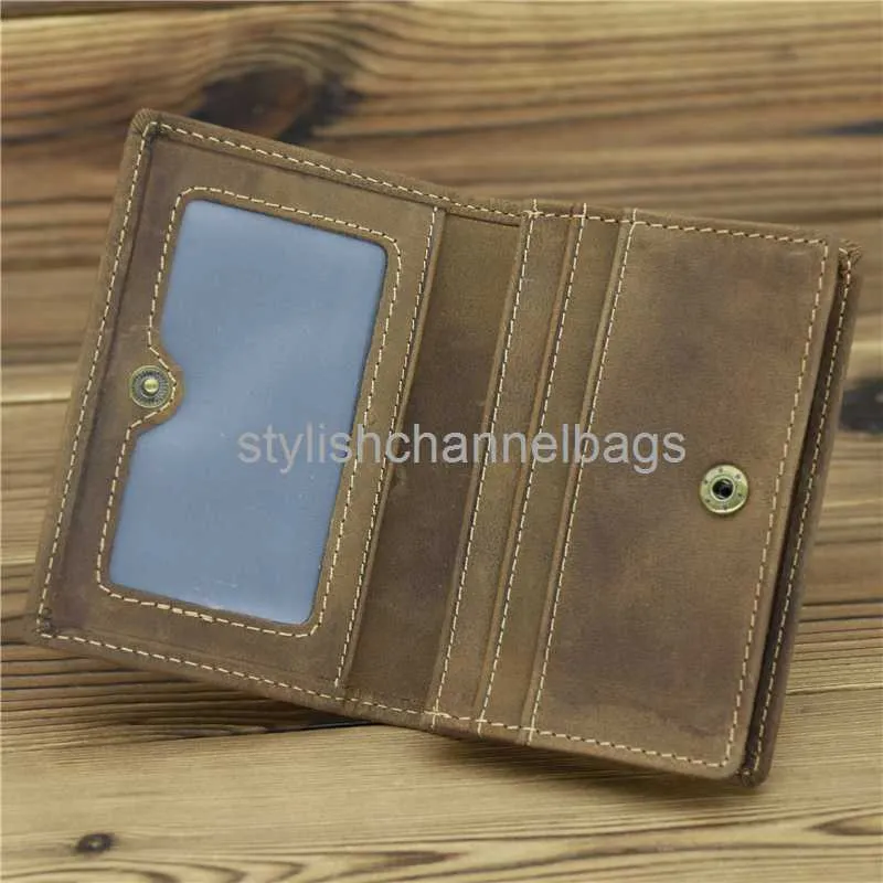 Wallets Card Holder Wallet for Men Genuine Leather Vintage Small Thin Purse Credit Card Bank ID CardHolder Male Slim Wallet 0204/23