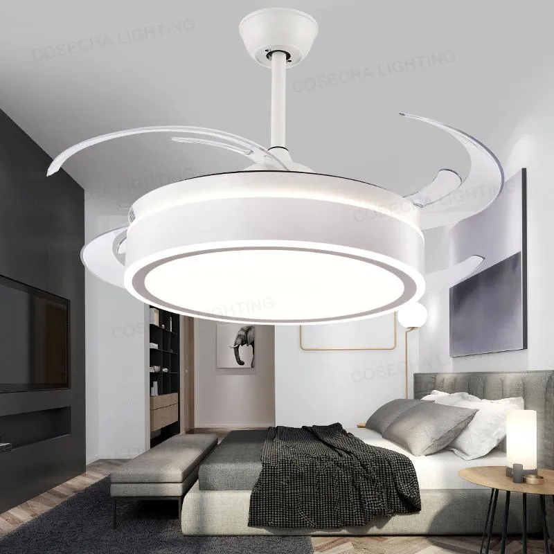 Ceiling Fans Macaron Nordic Bedroom Fan Light Modern Minimalist Remote Control Silent