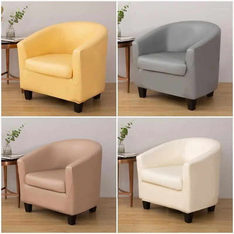 의자 커버 스플릿 PU 가죽 욕조 커버 방수 클럽 소파 단색 Morden Armchair Slipcover for Furniture Protector