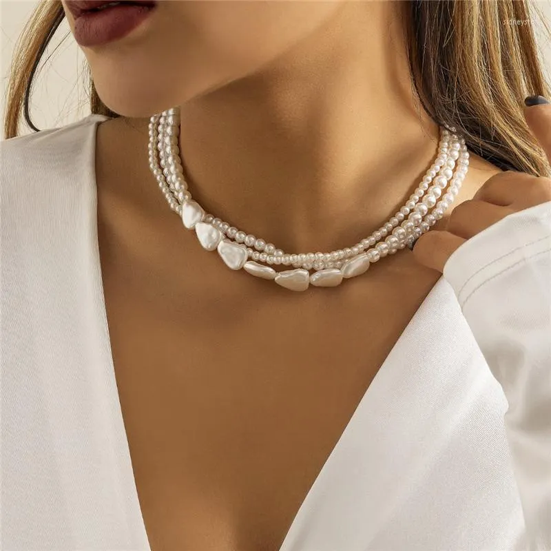 Choker Chokers Multi Layers Statement Baroque Pearl Necklace For Women Personality White CollaresChokers Sidn22