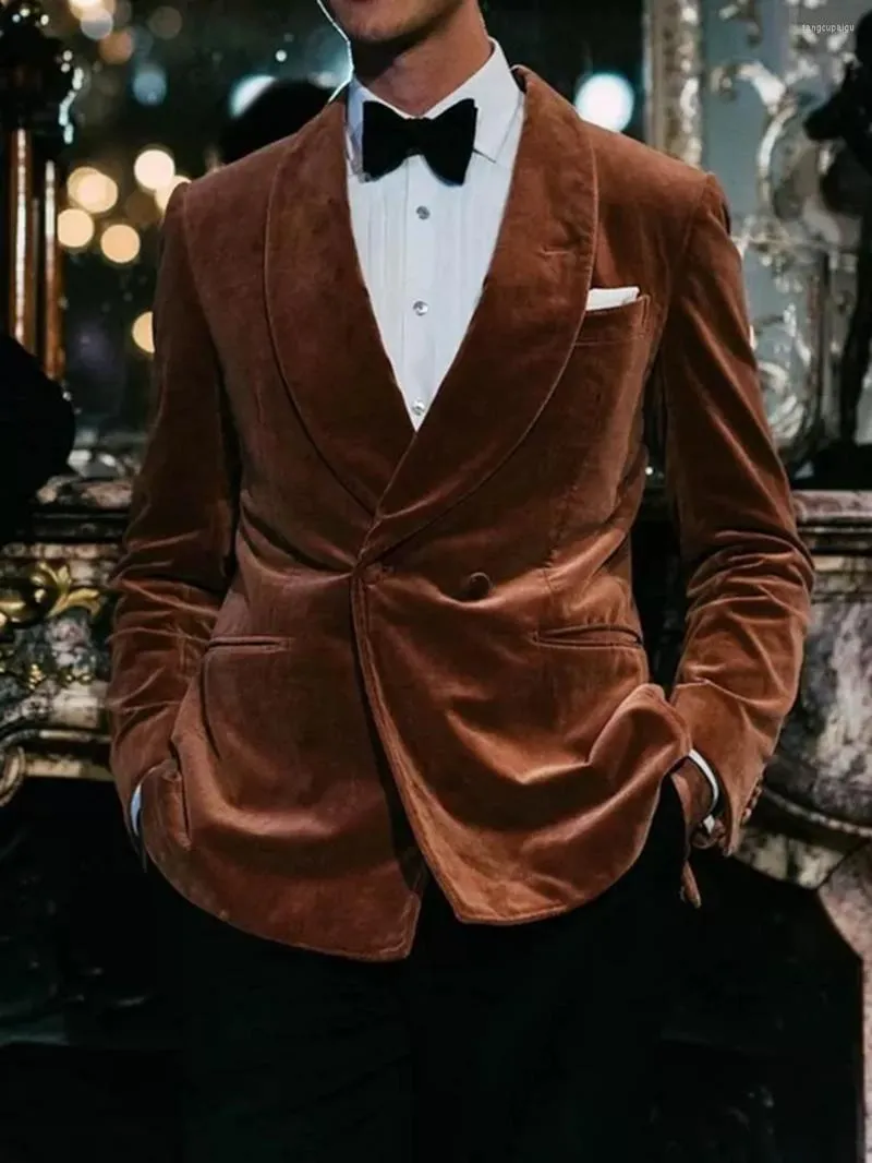 Męskie garnitury 2023 Najnowsza moda kurtka sztrutowa noth lapel dwa przyciski formalne smoking luźne vintage retro kolację PROM PROM Blazer