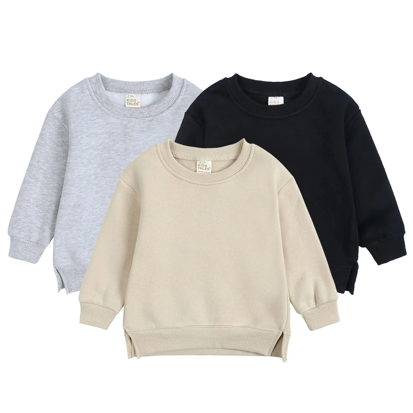 Sweats à capuche bébé filles Tops enfants bébés pull couleur unie Plus hauts en molleton sweat manteau né vêtements pour enfants 230203